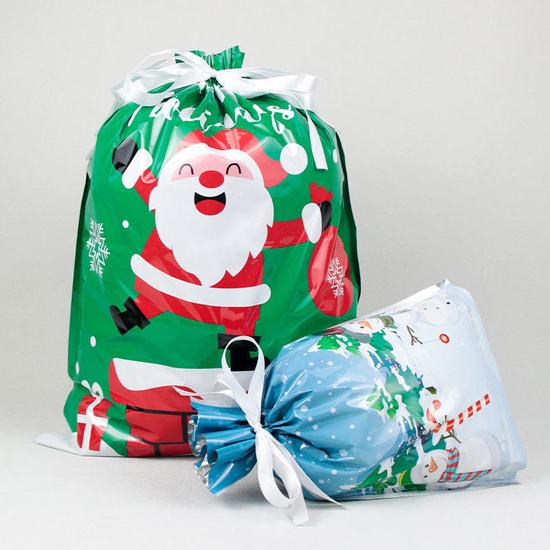 Directo DE FÁBRICA DE Navidad en stock bolsa de lazo OPP + CPP aluminizado + PE bolsa de embalaje de plástico sellado bolsa de regalo con cordón