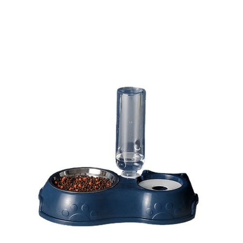 Pet automatic drinking water feeding double bowl cat food bowl non-slip stainless steel dog food bowl pet food bowl cat bowl wholesale