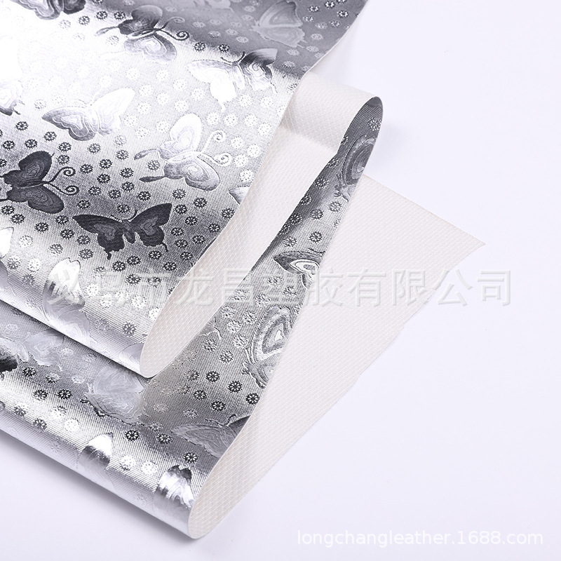 Pore-patterned 0.5mm sheepskin leather silver pvc leather bag packaging material stationery leather fabric pic 11