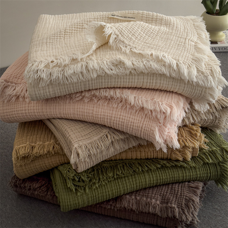 Mantras de algodón de clase madre y bebé, mantas de siesta de verano, mantas de color sólido, mantas pequeñas, toallas de gaza de algodón