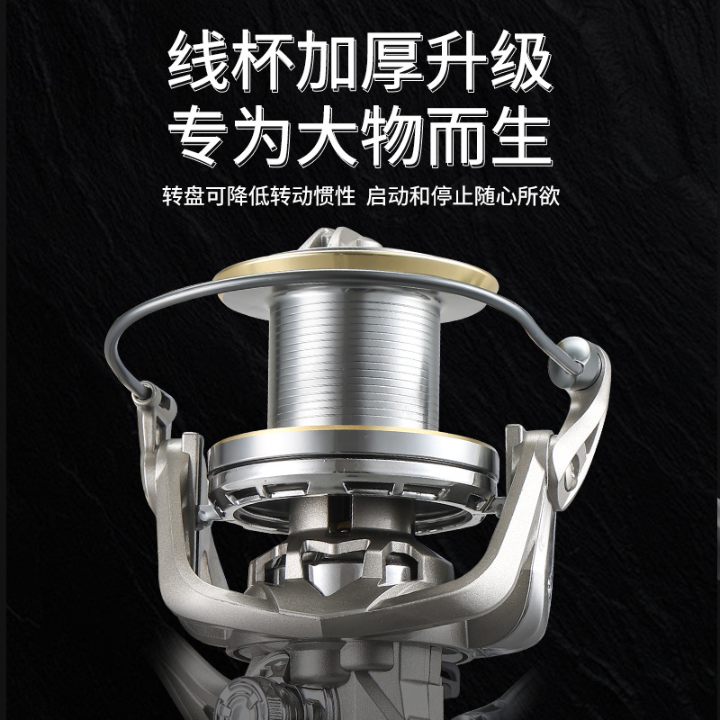 Rueda de hilado de larga distancia rueda de micro-materiales toda la taza de alambre metálico rueda de pesca de anclaje de boca inclinada rueda de pesca gigante rueda de línea de pesca de lanzamiento de caña rueda de pesca de mar