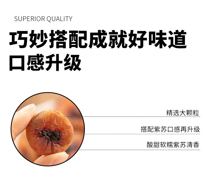 Japanese Style Perilla Plum Slices 500g Bag Zisu Mei Bing Dried Preserved Plum Snack with Chenpi key features