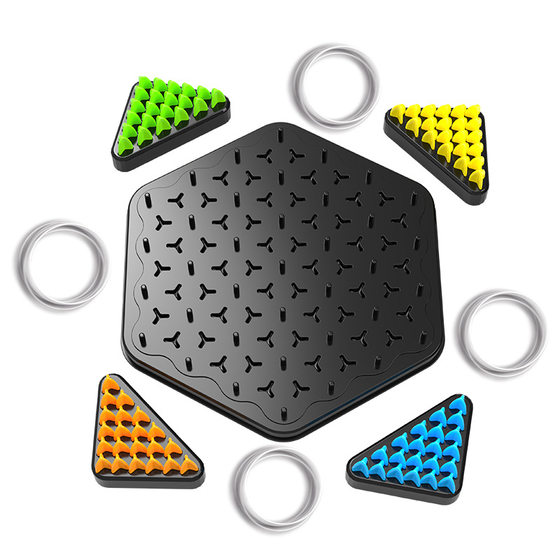 Geometric chain chess cross-border puzzle triangle chess table game rubber band training family interactive exercise thinking toys