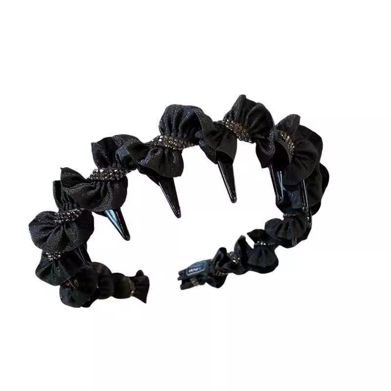 High-end ligero de lujo diamante enredado banda de cabello de tela temperamento femenino gran onda craneal alta sensación avanzada de lavado de cara banda de cabello clip de cabello