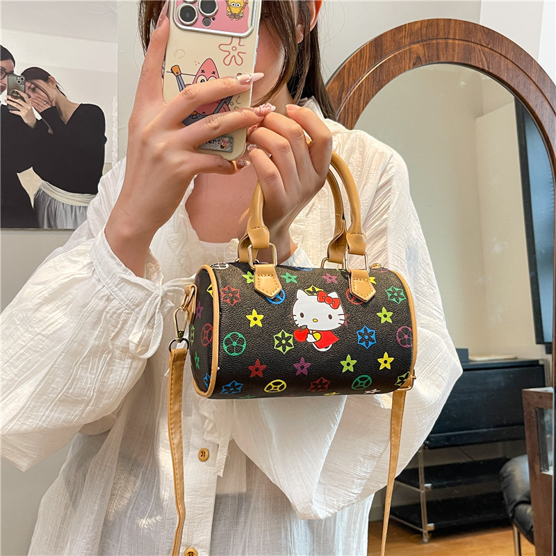 ファッショナブルな老眼ボストンハンドヘルドスモールバッグ女性のための 2025 新しいファッショナブルなかわいいキティ猫クロスボディバッグショルダー|undefined