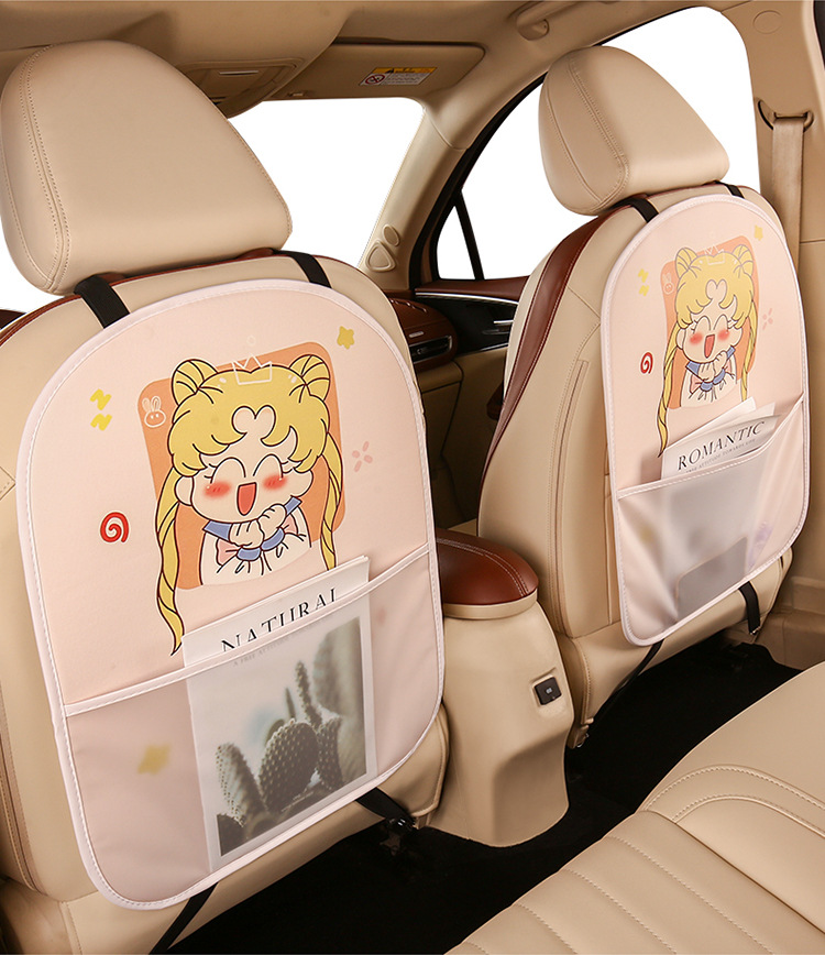 Little Fairy Lady Cute Cartoon Chair Back Anti-Kick Pad Car Seat Back Anti-Fouling Pad Four Seasons with Storage Belt