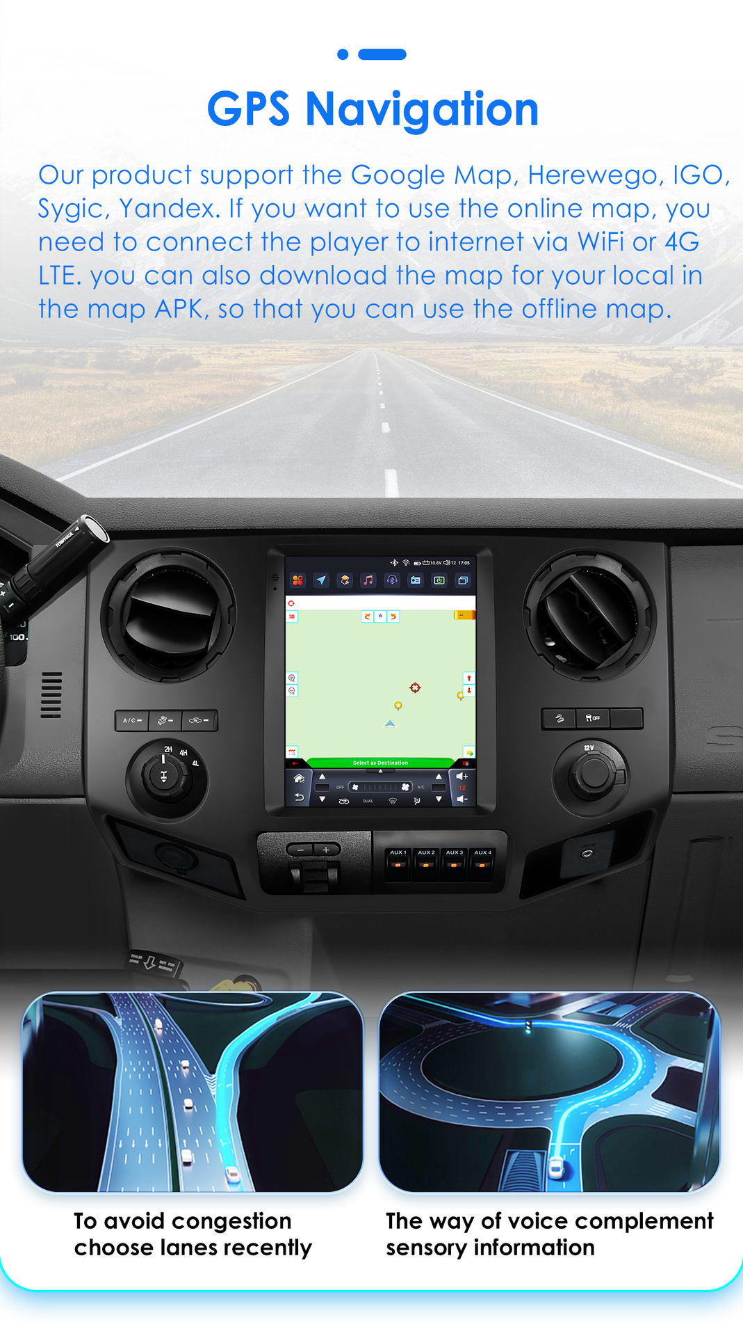 Suitable for 09-16 Ford F250 F450 Smart 9.7inch Vertical Screen Frame Car Navigator All-In-One Machine