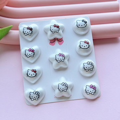 かわいい小さなパールホワイト KT 猫五芒星ラブアクセサリー diy ヘアピン手作り素材携帯電話ケース靴の花