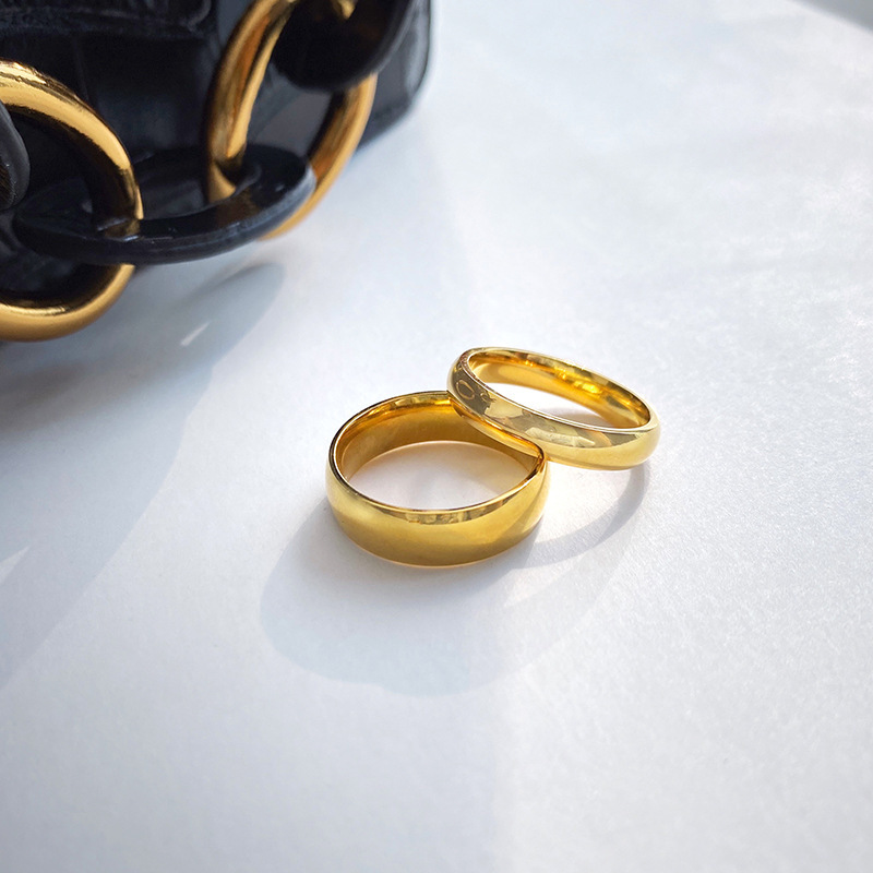 Minimalist European and American Style Fashion Simple Ring 4mm 6mm Spherical Smooth Ring Titanium Steel Non-Fading Index Finger Ring