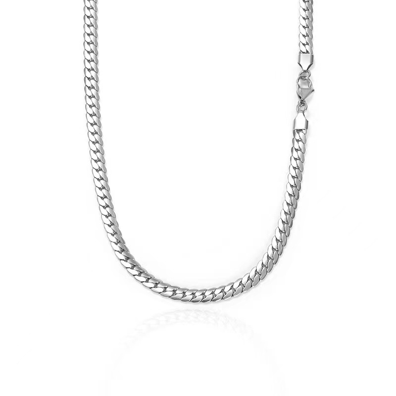 Titan-Halskette mit NK-Verschlüsselung, Herren-Schlüsselbeinschmuck aus Edelstahl im kubanischen Stil, europäischer und amerikanischer Modeschmuck, schlicht_voghion.com