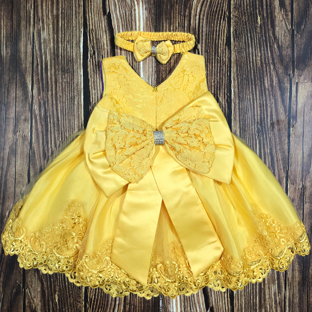 Princess Solid Color Bow Knot Polyester Girls Dresses display picture 4