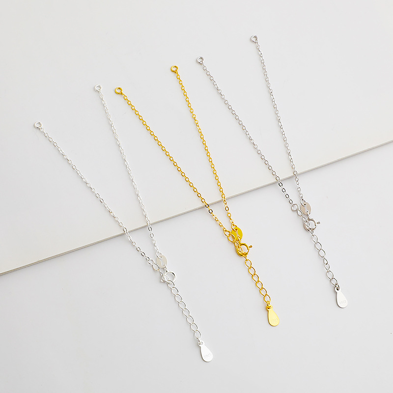 S925純銀十字鏈手鍊半成品可加吊墜鏈條手鍊DIY雙圈手環材料配件