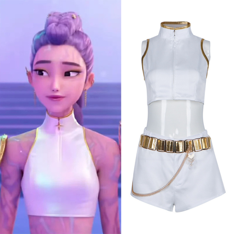 K-POP猎魔女团cos服 佐伊 米拉 鲁米cosplay舞台表演服白色打歌服|undefined