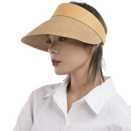 草编鸭舌空顶帽子女沙滩防晒遮阳防紫外线太阳帽草帽夏季遮脸女款