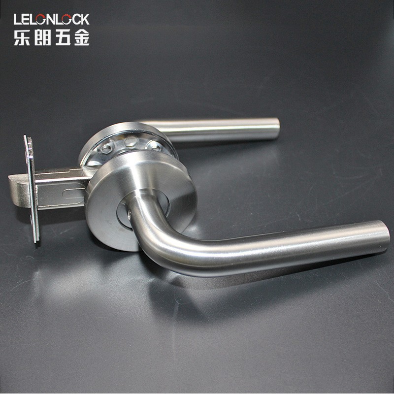 Acero inoxidable transfronterizo americano cerradura de mano de baño con palanca de freno cerradura de puerta de baño sin llave de una sola lengua cerradura de puerta de baño