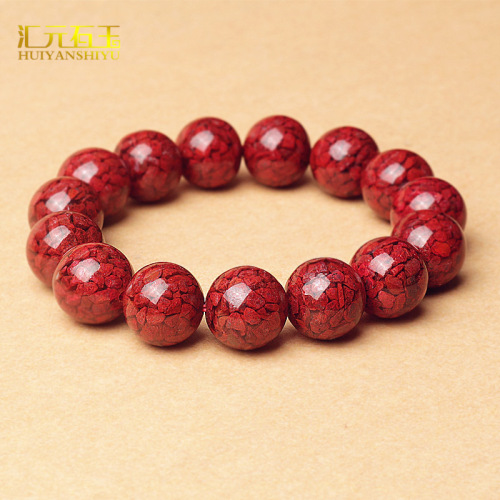 Raw ore high content crystal sand cinnabar round bead bracelet men's and women's purple gold sand bracelet jewelry live supply wholesale