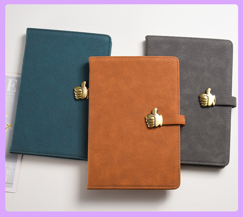 1 Piece Solid Color Class Learning Pu Leather Business Notebook display picture 1