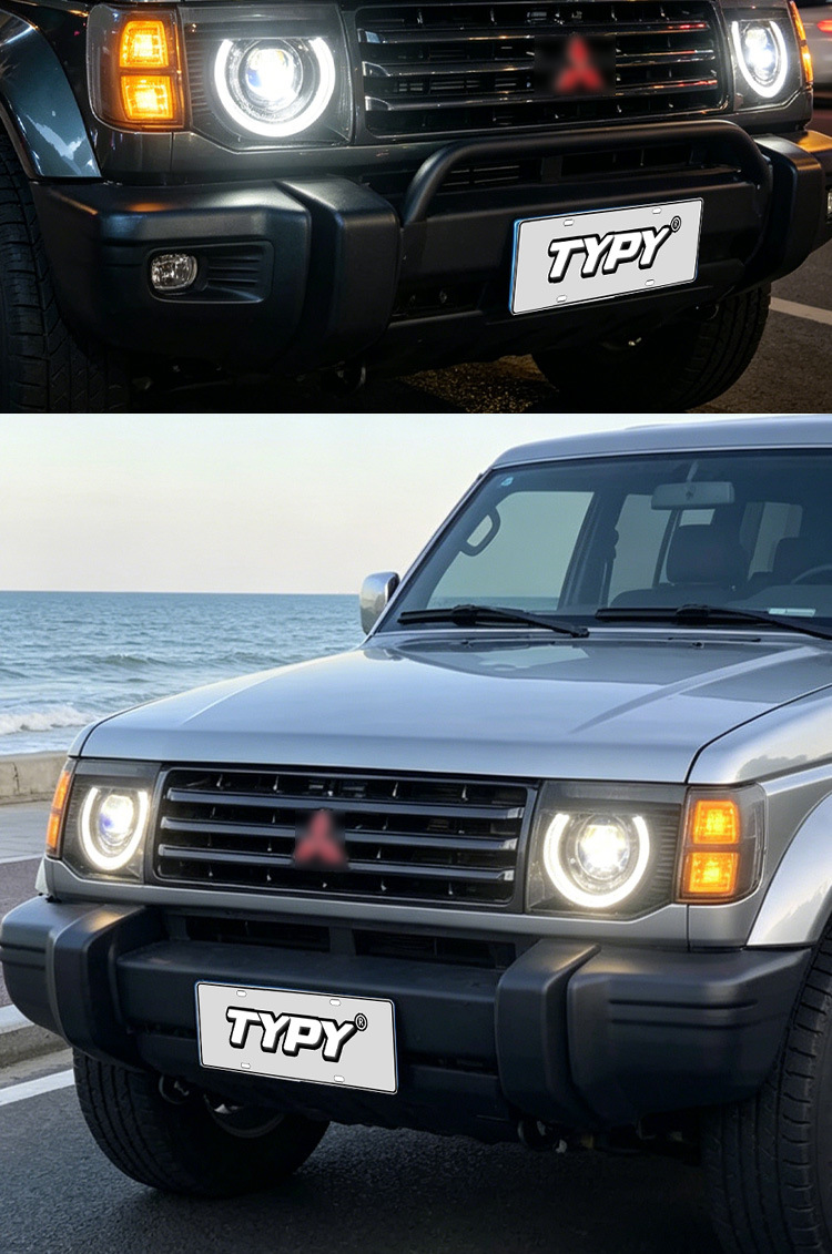 Suitable for 92-96 Mitsubishi Pajero V32 Headlight Assembly Modification with Led Lens Daytime Running Lights and Turn Signals