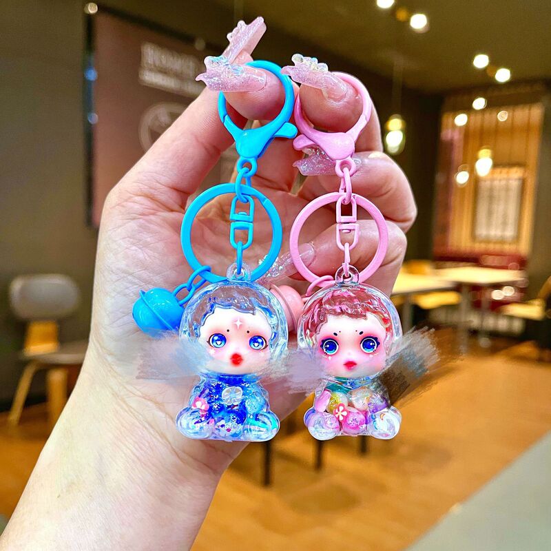 New Sparkling Bubble Mat Doll Oil Quicksand Keychain Luminous Ornament Douyin Demolition Blind Box Desktop Ornament