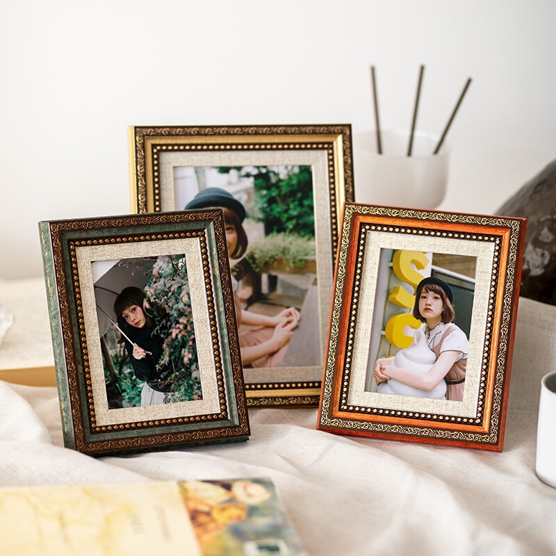 High-End European-Style Picture Frame, Vintage Photo Frame, Decorative Wall-Mounted Frame, Palace-Style, Distressed Finish
