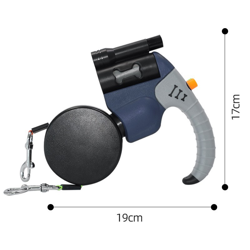 뼈 모양 양방향 리드줄 - 파란색