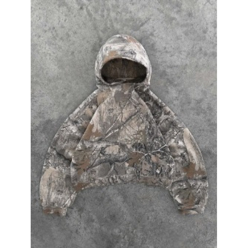 Men's Clothing European And American Retro Leaf Print Hooded Sweatshirt Couple Harajuku Style Hip Hop Zipper Pullover Sweatshirt_viptrois.com