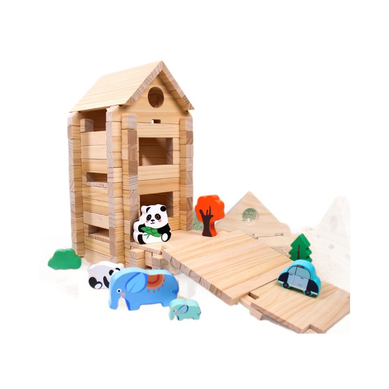 Kindergarten Game Corner Bloques de rompecabezas de madera maciza extra grandes Educación temprana para niños Troncos de bricolaje Juguetes de montaje de espiga y espiga