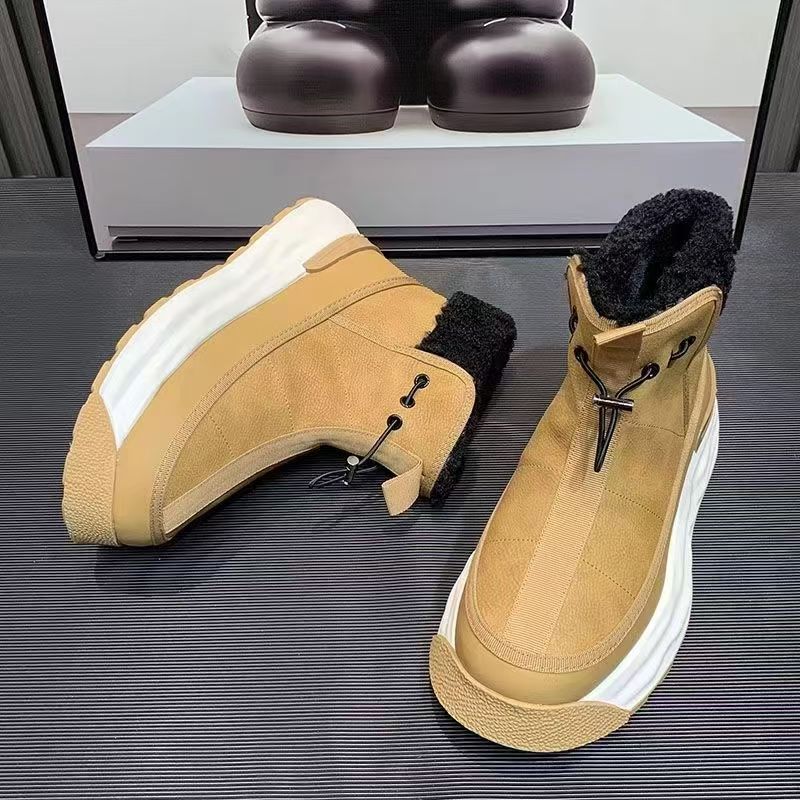 Neue, mit Fell integrierte Schneeschuhe 2024, trendige High-Top-Schuhe mit warmen und plüschigen, vielseitigen Martin-Stiefeln im britischen Stil_voghion.com