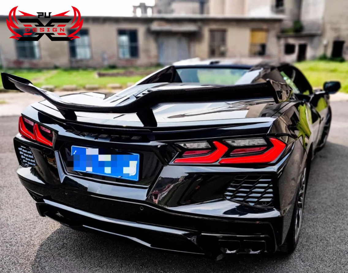 Suitable for Chevrolet Corvette C8 Z51 Stingray Upgrade to Z06 Carbon Fiber Rear Wing Dry Carbon Spoiler