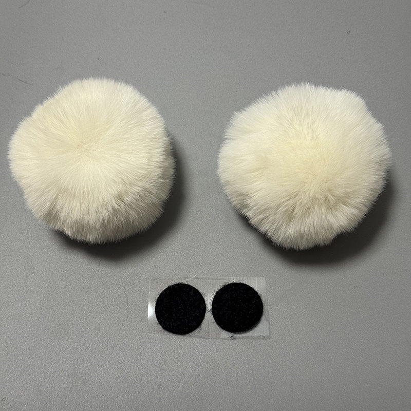 Plush Cat Ear, Universal Auto Parts and Accessories - round-bear-1-pair-beige