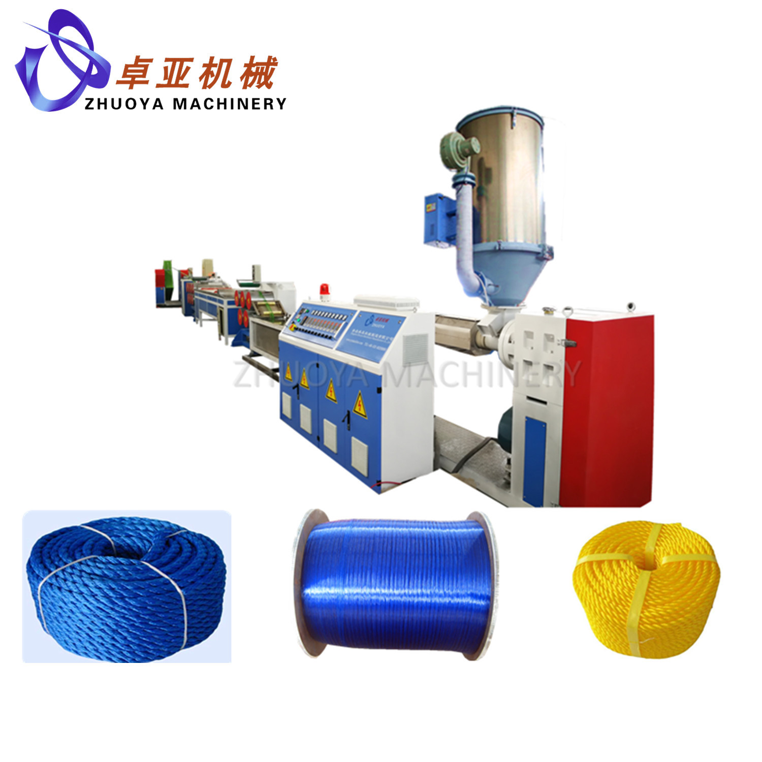 专业100%回收料PET塑料绳子丝拉丝机和织绳机