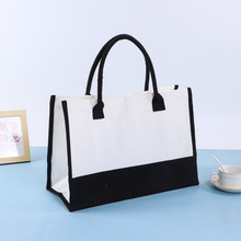 新款时尚轻便手提礼品购物袋跨境热销帆布单肩包大容量印花托特包
