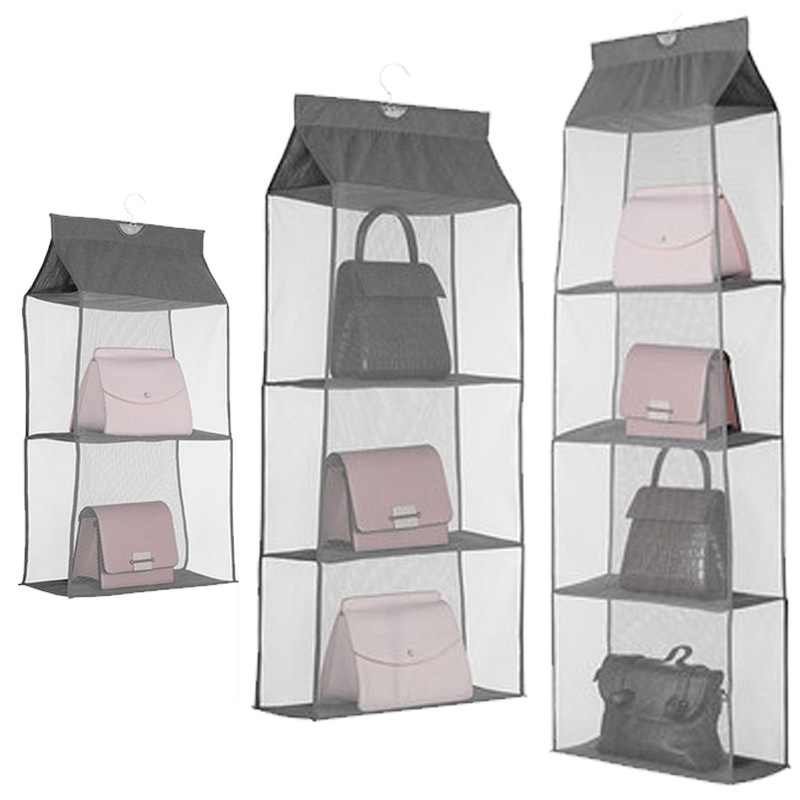 立體網紗包包收納挂袋包包置物架懸挂式多層透視防塵包包收納神器