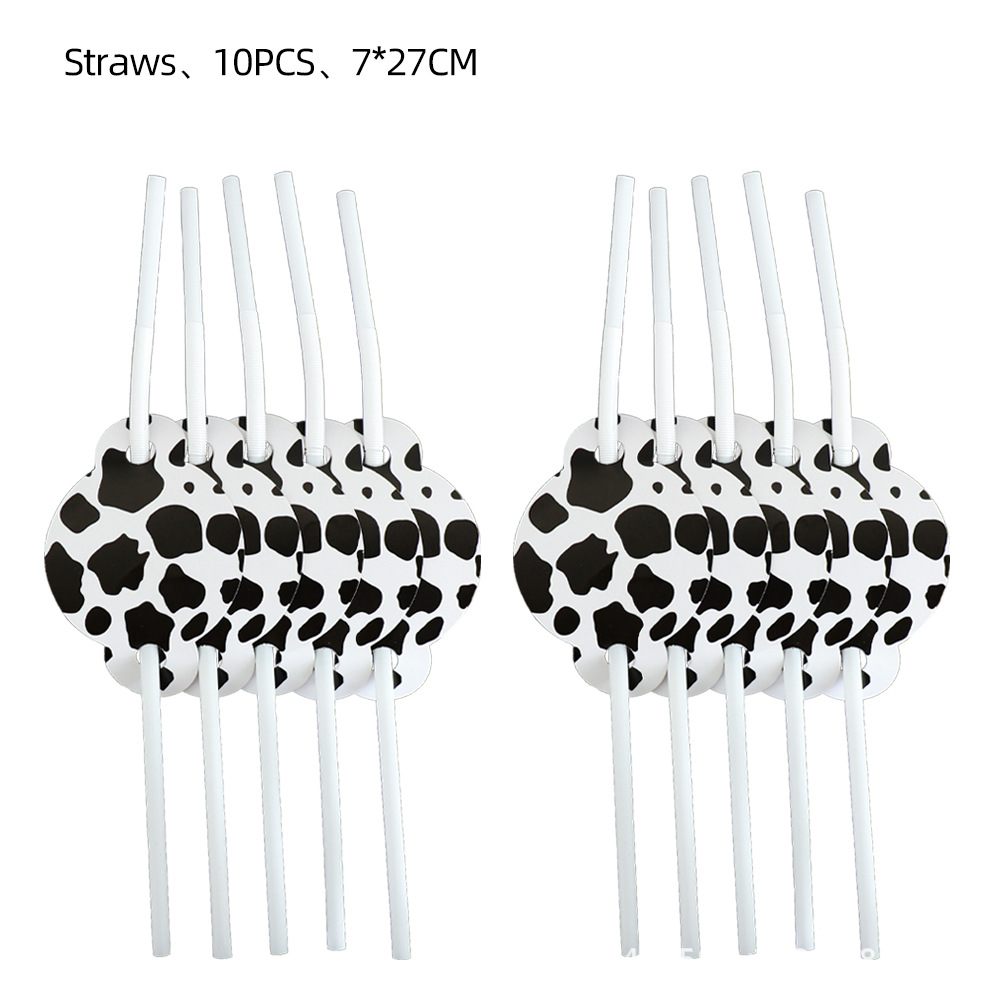 Vacas blancas y negras estampadas vajilla de fiesta bandeja de papel papel papel papel papel papel papel papel regalo bebé fiesta animales de granja decoración temática