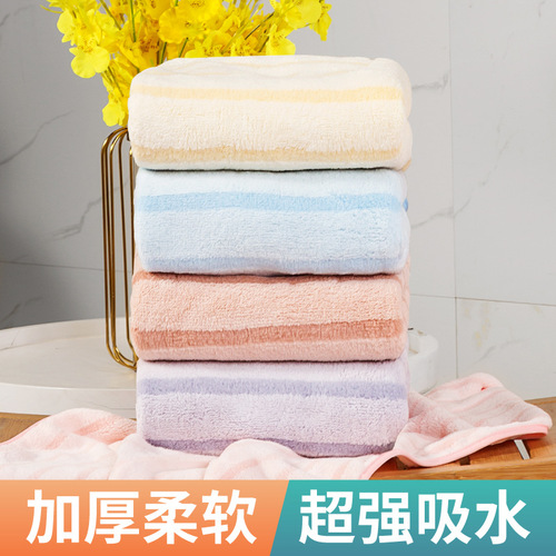 Towels are not easy to shed hair, suitable for men and women to wash face and take bath, dry hair coral velvet is faster than pure cotton, men's use.