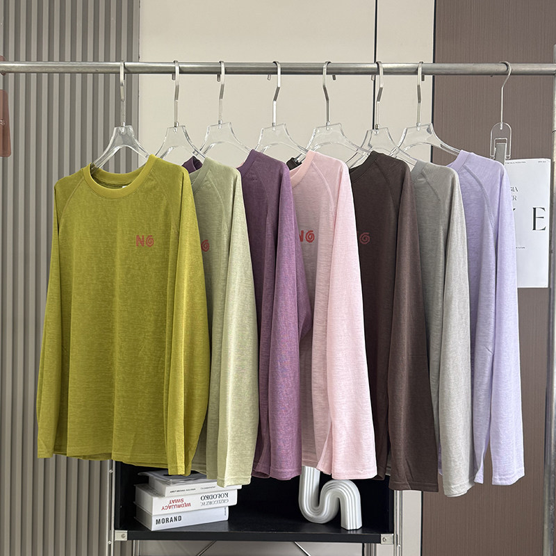 Big factory order! Unisex autumn drapey fun print Lyocell breathable outdoor long-sleeve T-shirt base layer