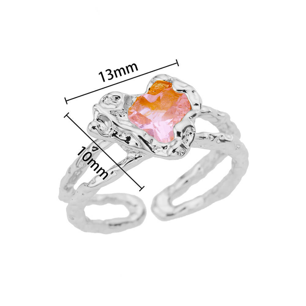 10g Weight Zircon Inlay Material Rings Classification Adjustable Ring Size 1 Piece Quantity Daily Occasion Copper Material Irregular, Heart Shape Pattern All Seasons Season Women's Gender Plating Design Elegant, Simple Style Style Wholesale Jewelry Elegant Simple Style Irregular Heart Shape Copper Zircon Plating Rings 15