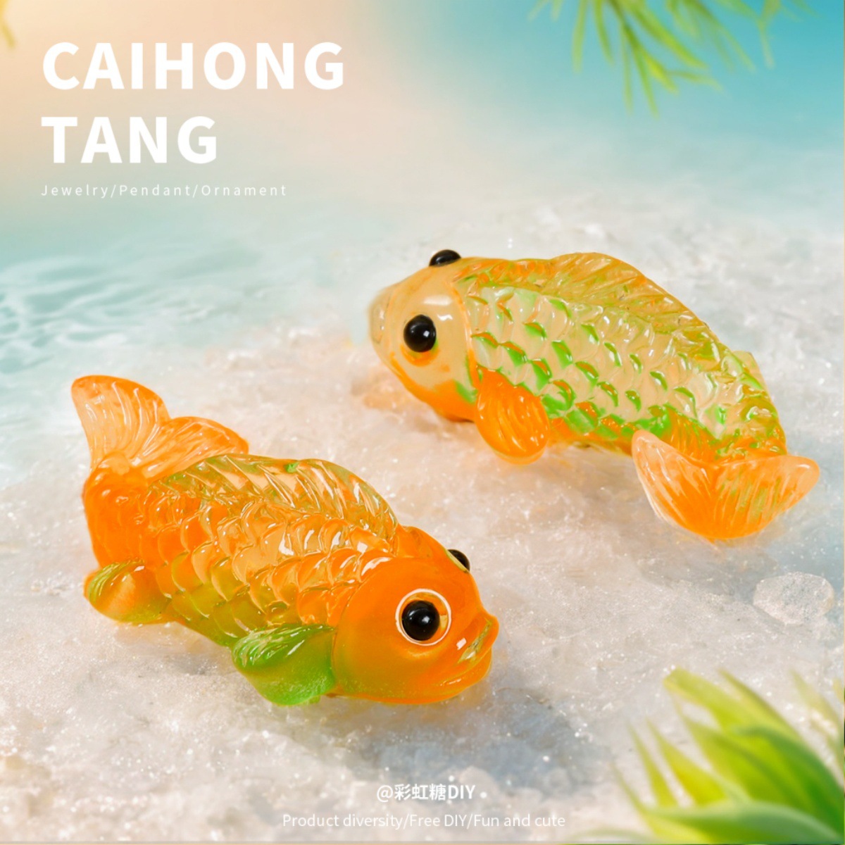 Simulación de resina miniatura carpa luminosa muñeca DIY accesorios de joyería creativo pinzas de pelo hechas a mano pegatinas de refrigerador caseras
