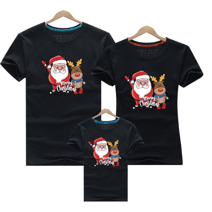 Navidad camiseta Navidad padre-niño traje Navidad manga corta tema camiseta niños adultos Año Nuevo fiesta uno o tres