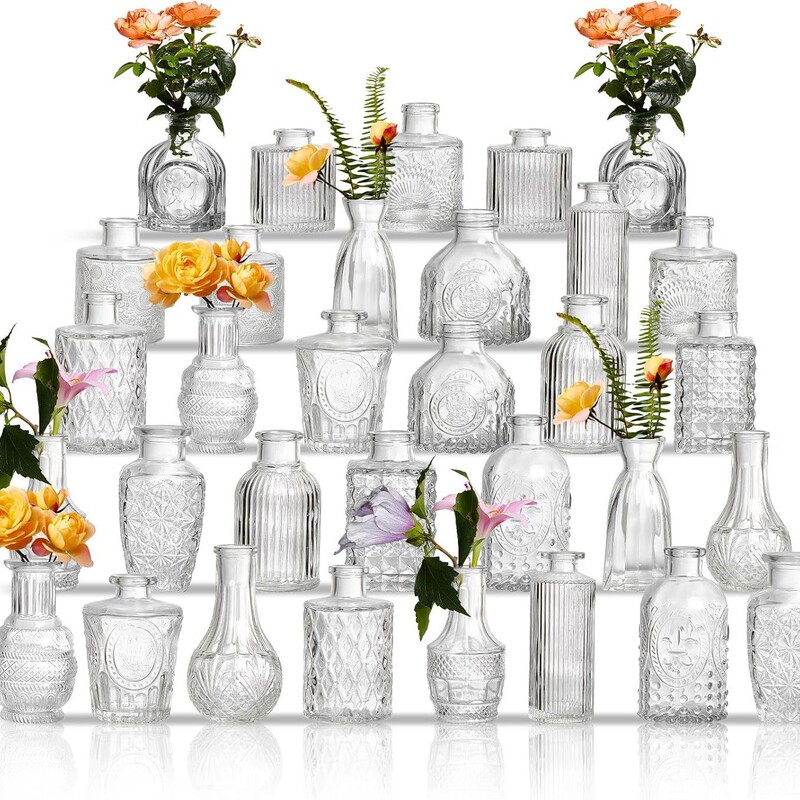 Cross-Border Retro Embossed Small Vase Transparent Home Furnishings Glass Vase Dried Flowers Hydroponic Living Room Furnishings Simple Cross-Border Retro Embossed Small Vase Transparent Home Furnishings Glass Vase Dried Flowers Hydroponic Living Room Furnishings Simple
