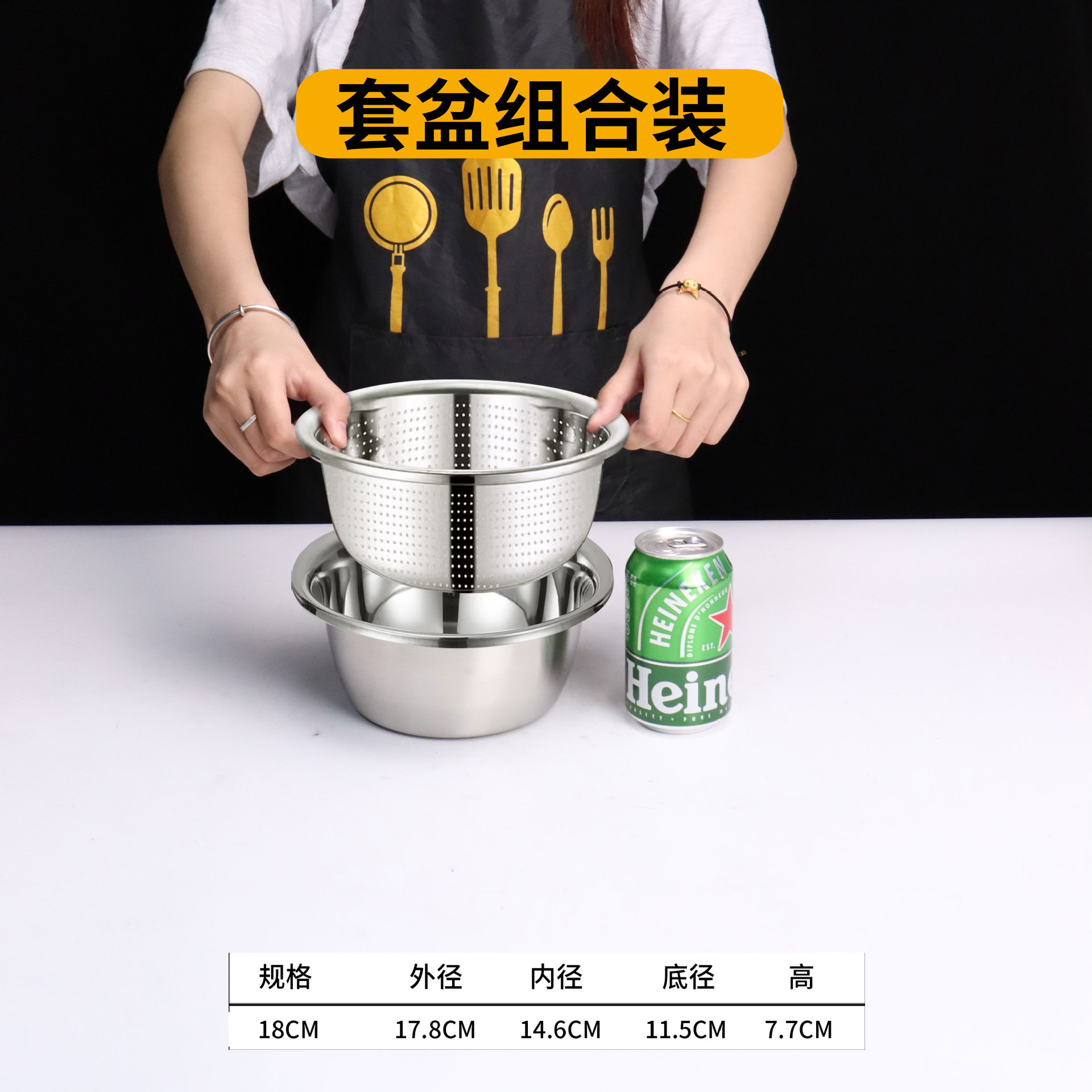 Lavabo redondo de acero inoxidable grueso, tanque de condimento europeo, cocina, lavabo de verduras para el hogar, batidor de huevos y lavabo, lavabo de sopa, lavabo de drenaje