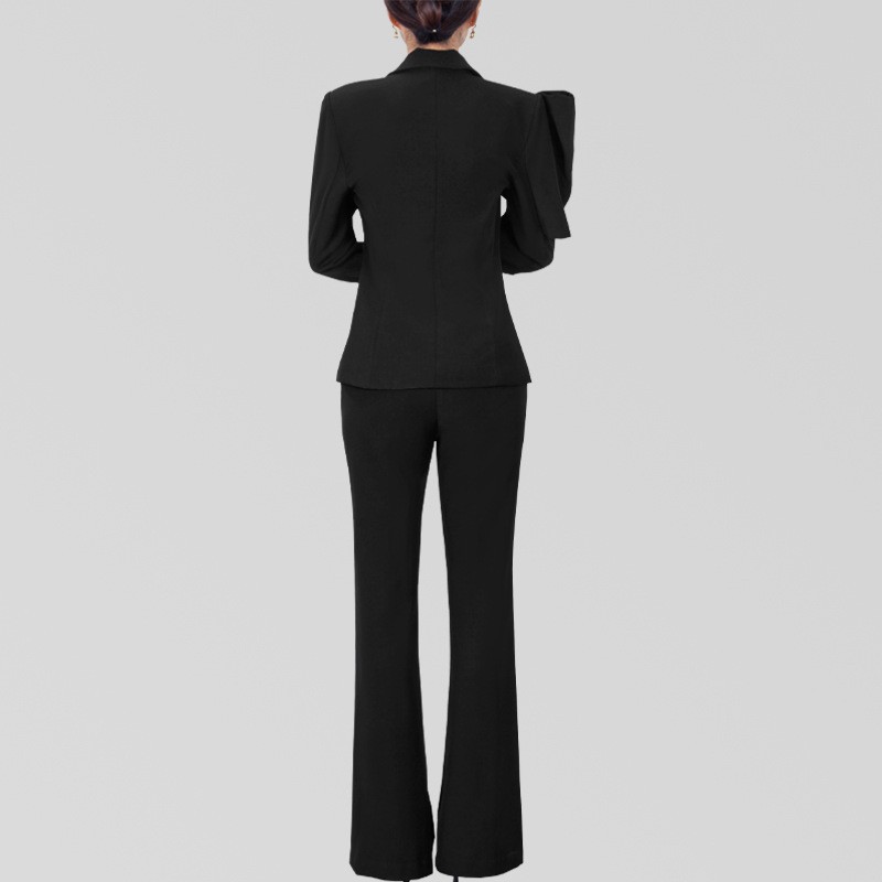 GraceChic 4282 New Fashionable Slimming Red Suit Women's Goddess Style Blazer + High Waist Pants Two-Piece Set_voghion.com