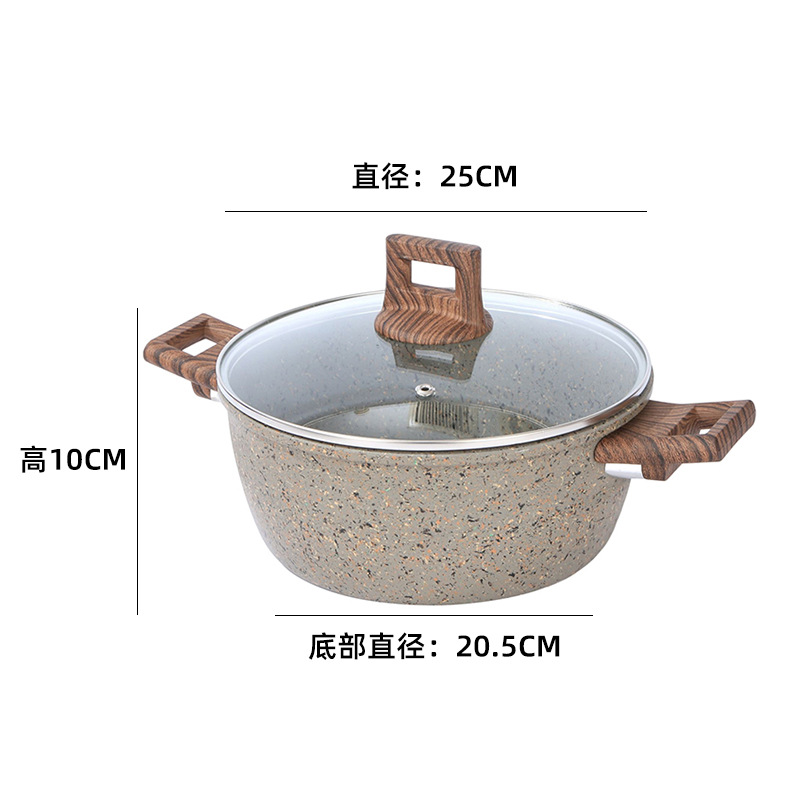 Cocina granito sopa olla hogar antiadherente sartén estofado olla Cocina de Inducción olla universal binaural vapor al por mayor