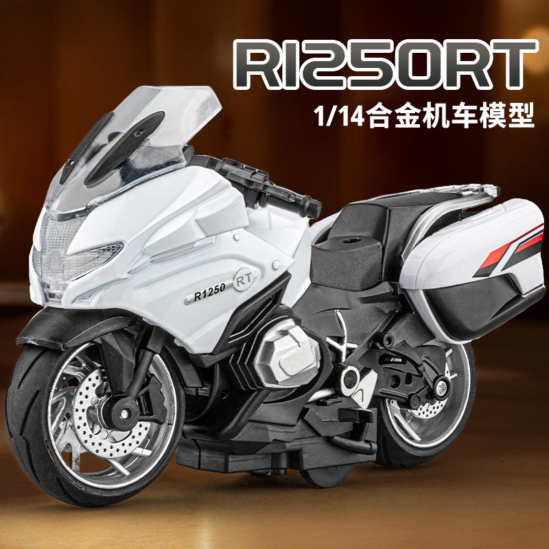 Modelo de Motocicleta de Aleación 1:14 BMW R1250RT con Retroimpulso, Luz y Sonido para Escritorio