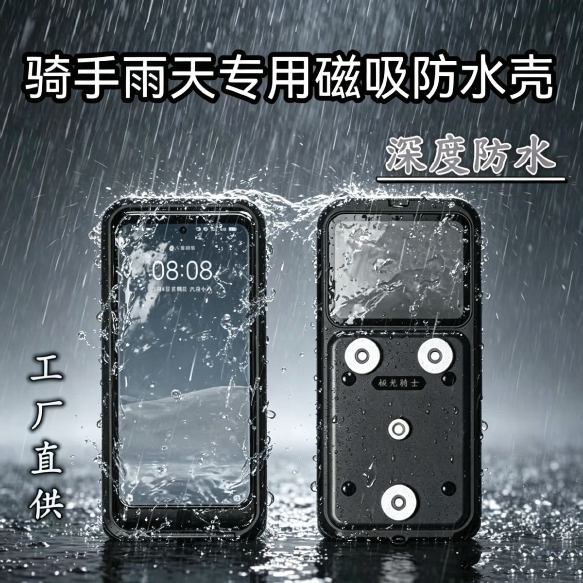 Factory Direct Sales Car Charger Waterproof Magnetic Charging Phone Holder Rider Super Fast Charging Electric Vehicle Motorcycle