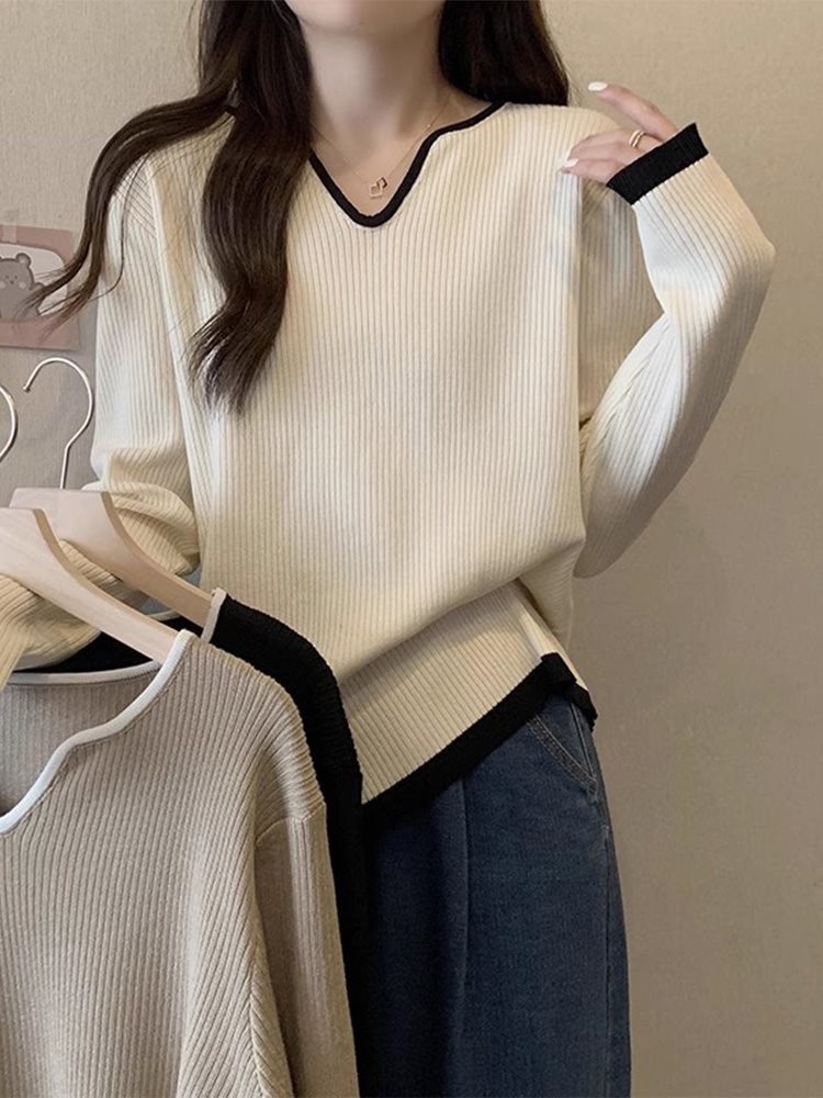 大码女装秋冬长袖领针织内搭打底衫胖显瘦遮肚法式设计感上衣