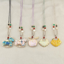 马上有钱新中式平安锁仿宋锦刺绣项链女款日常百搭锁骨链颈链饰品