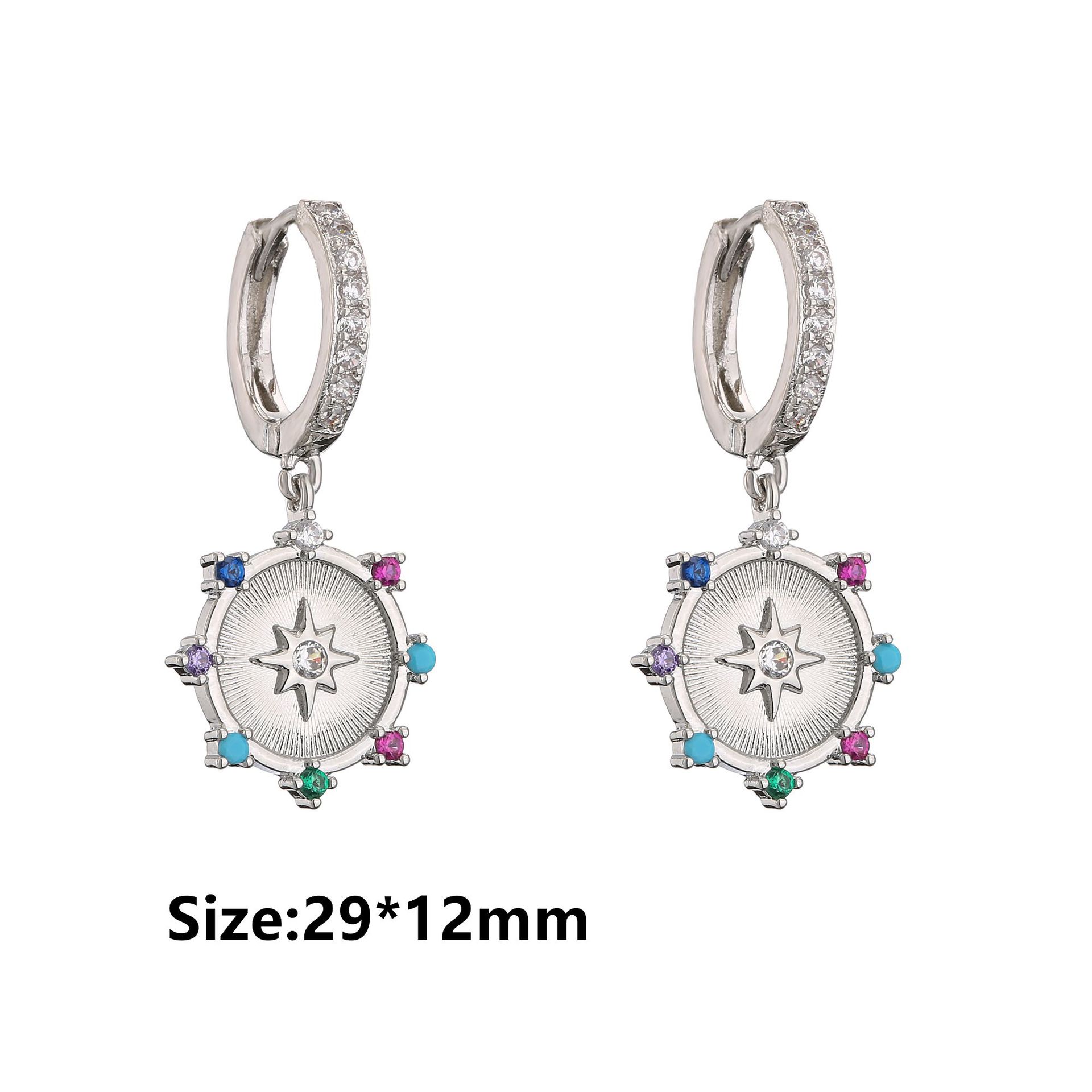 10g Weight Zircon Inlay Material Earrings Classification Wedding, Birthday Occasion Copper Material Geometric Pattern Women'S Gender Plating Design Fashion Style Fashion Geometric Plating Copper Zircon Earrings 21