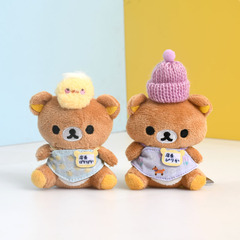 日本のミニリラックマ店長シリーズキーホルダー、女の子向けバッグ飾り、ぬいぐるみ、可愛いフィギュア
