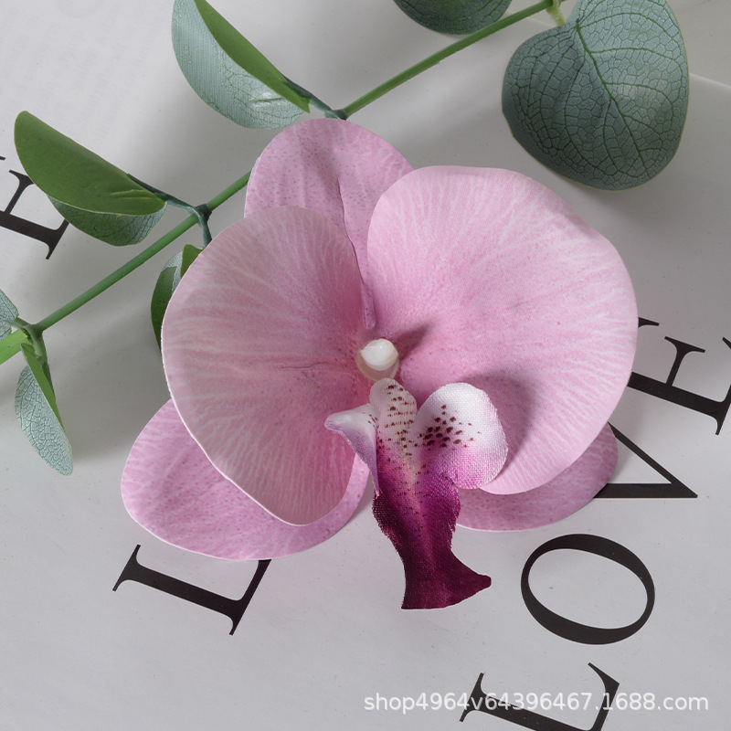 Película blanca Phalaenopsis flor cabeza pétalo simulación flor accesorios tocado horquilla diy flor decorativa de boda hecha a mano